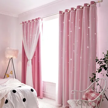 

Curtain + Window Screen Modern Hollow Star Faux Linen Blackout The Window For Curtains For Bedroom Curtains Living Curtains Room