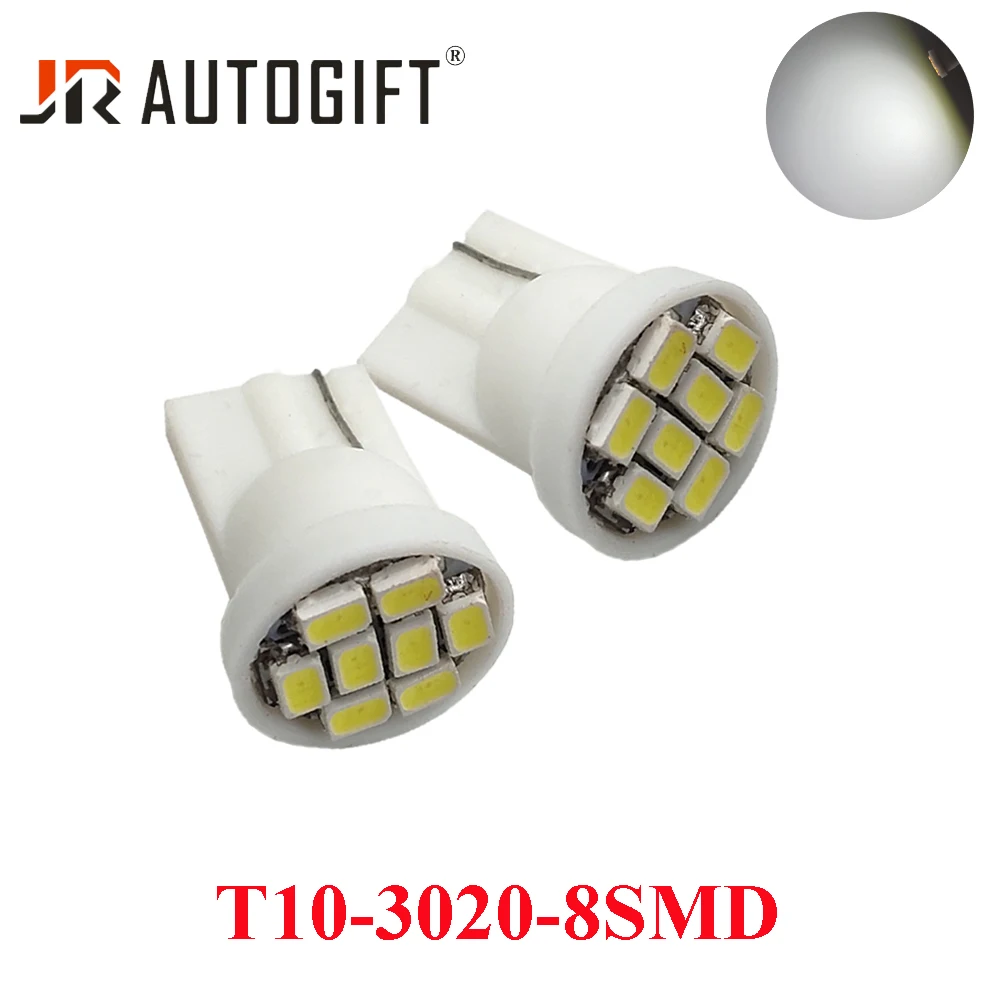 10 шт. 12В 24В белый 1206 3020 8smd T10 8led led 194 168 192 W5W супер яркий авто освещение 8Smd