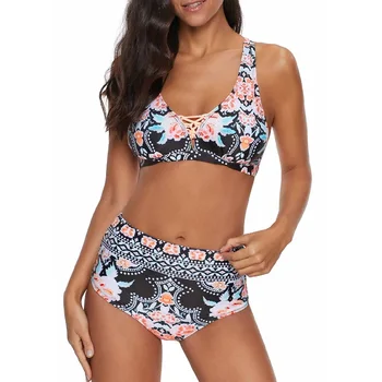

2019 New Sexy Women Bikini Set Mujer Floral Printed Swimsuit Push Up High Waist Bikini Biquinis Brazilian Swimwear Summer