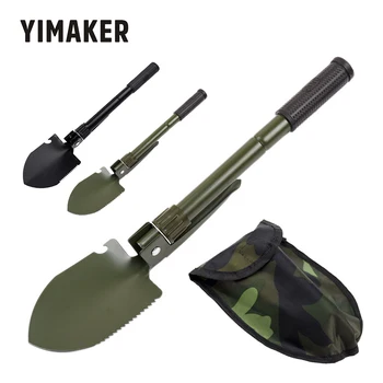

YIMAKER Garden Mini Portable Folding Shovel Multifunction Stainless Steel Spade Trowel Camping Outdoor Tool With Compass