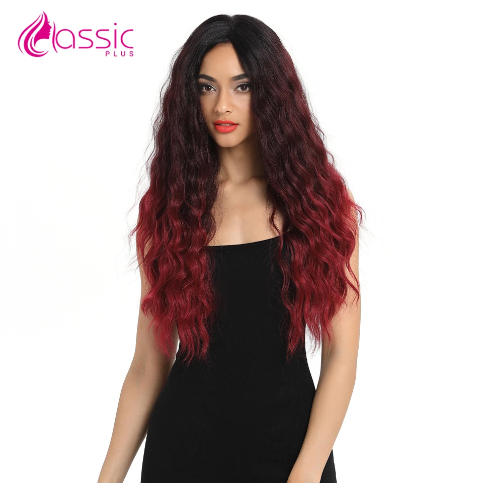 

Classic Plus Wavy 4x4 Lac Front Wigs for Black Women Synthetic Cosplay Wig 28"Heat Resistant African American Synthetic Wig