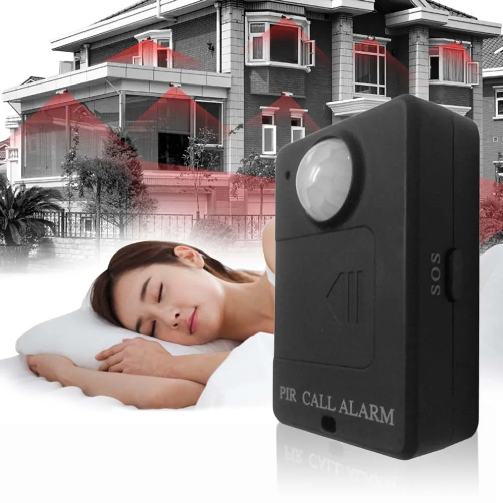 

Mini PIR Alert Sensor Wireless Infrared GSM Alarm Monitor Motion Detector Detection Home Anti-theft System with EU Plug Adapter