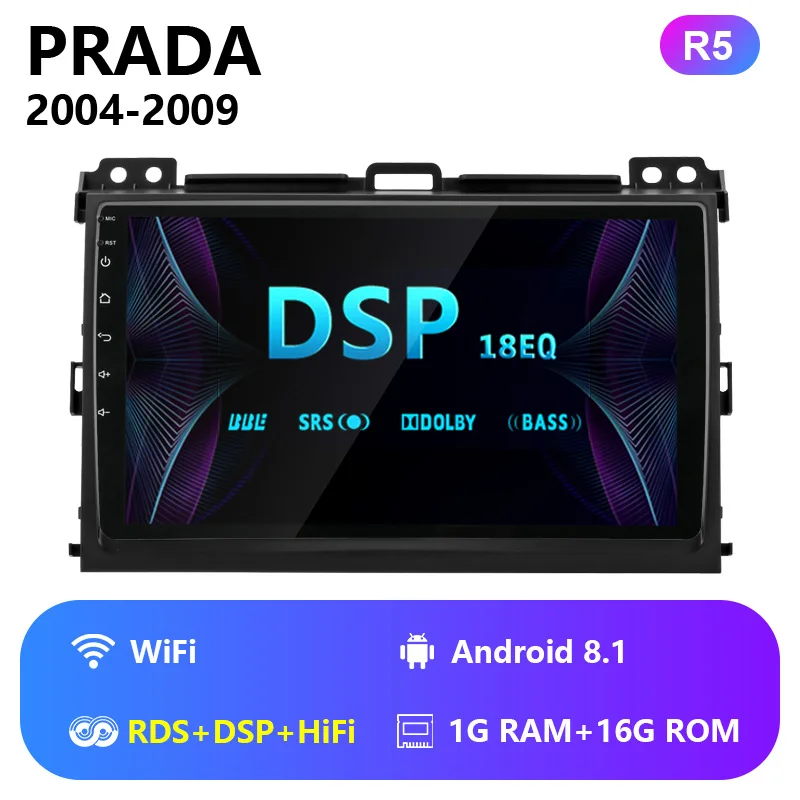 WiFi with RDS DSP " Android Автомагнитола для Toyota LAND CRUISER Prado 120 2004-2009 RDS DSP плеер сенсорный экран мультимедийные плееры 4G сетка+ рамка - Цвет: WiFi with RDS DSP