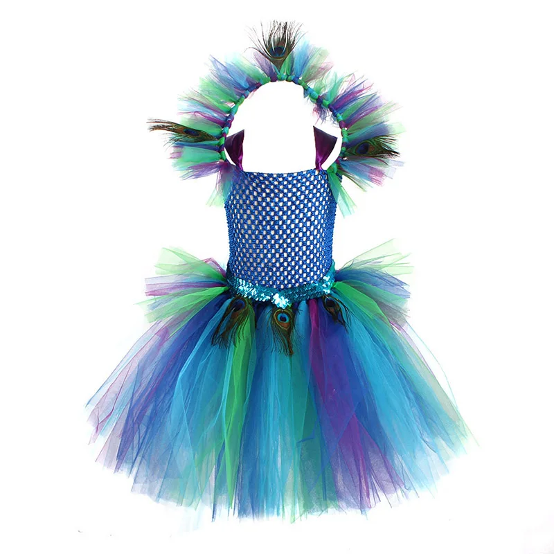 Girls Royal Peacock Tutu Costume Kids Peacock Princess Carnival Fancy Dress Ballerina Halloween Birthday Party Girl Tutu Dress (17)