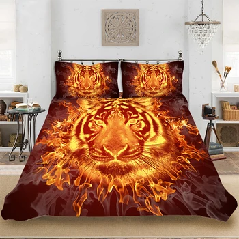 

Bedding set Bedclothes Include Duvet Cover Pillowcase Print Home Textile Bed Linens Flame Soft Cool Twin King Size Comforter