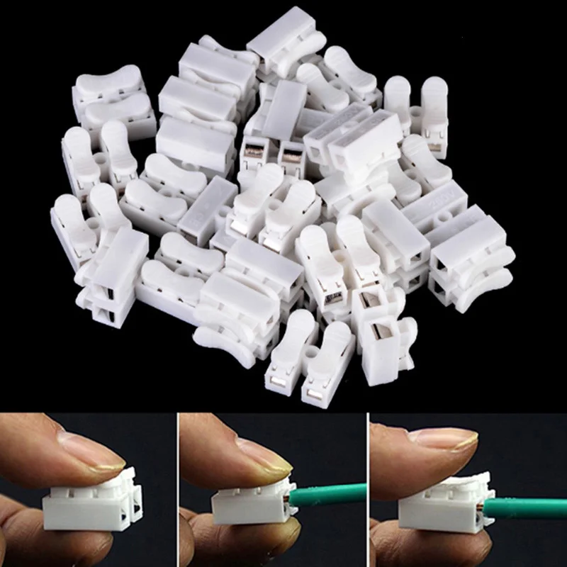 

20/40/50/100 Pcs Quick Splice Lock Wire Connectors 2Pins Electrical Cable Terminal for 0.5-1.5 Wires TP899
