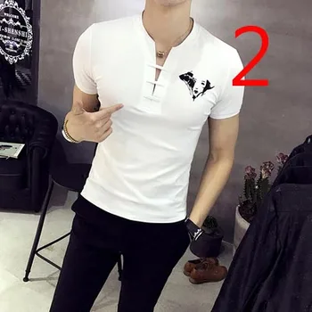 

Summer short-sleeved t-shirt men's slim round neck half-sleeved shirt white T Korean version loose 4629