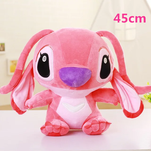 45cm pink 10-80 см Kawaii Stitch плюшевые игрушки мягкие милые аниме Лило и Стич шовные куклы для детей Детские Подушки Подарки на день рождения - Color: 45cm pink
