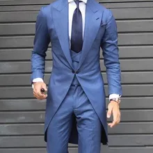 Персонализированные классические длинные хвост мужской костюм смокинг жених свадебные бальные платья 2 шт.(куртка+ жилет+ брюки