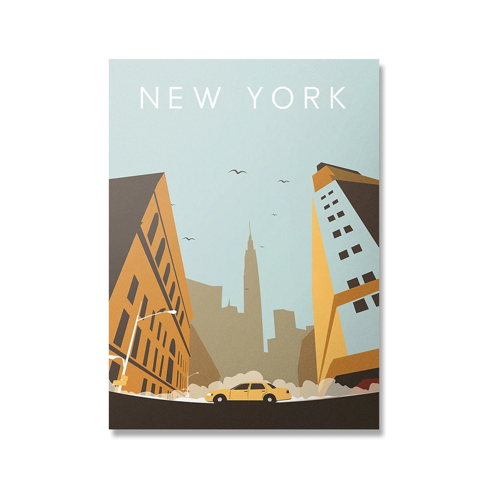 Nordic-Vintage-Travel-Cities-Poster-New-York-San-Francisco-Chicago-Texas-Landscape-Art-Canvas-Painting-Wall (9)