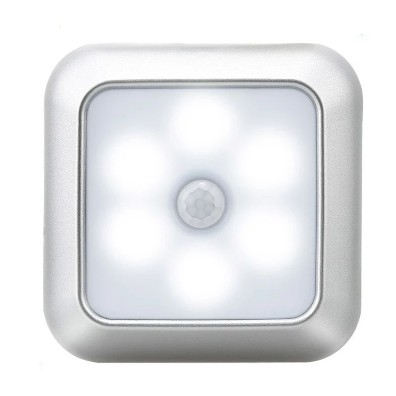 White light 6 светодиодный s PIR Светодиодный светильник с датчиком движения, шкаф, шкаф, кровать, светодиодный светильник для шкафа, ночной Светильник для шкафа, лестницы для кухни, дома - Испускаемый цвет: White light