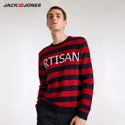 JackJones осень мужская Шерстяная Смесь Полосатый Повседневный свитер с длинными рукавами топ мужская одежда 218324543
