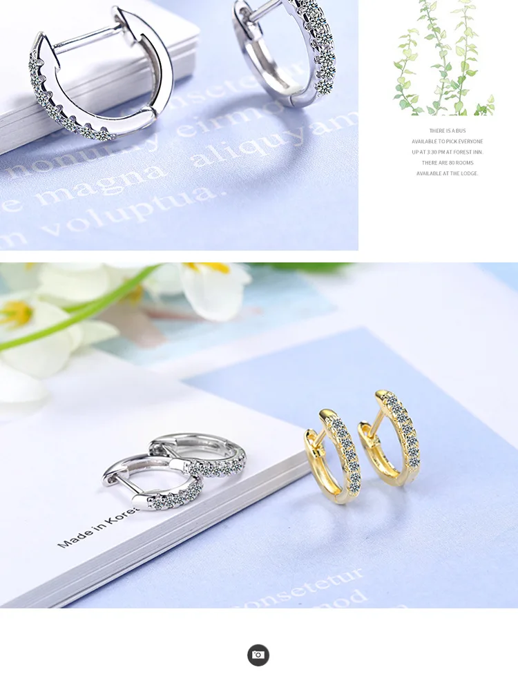 Милые 925 пробы серебряные серьги для женщин ювелирные изделия популярные корейские сережки-кольца с цирконием для девочек подарок на день рождения KOFSAC
