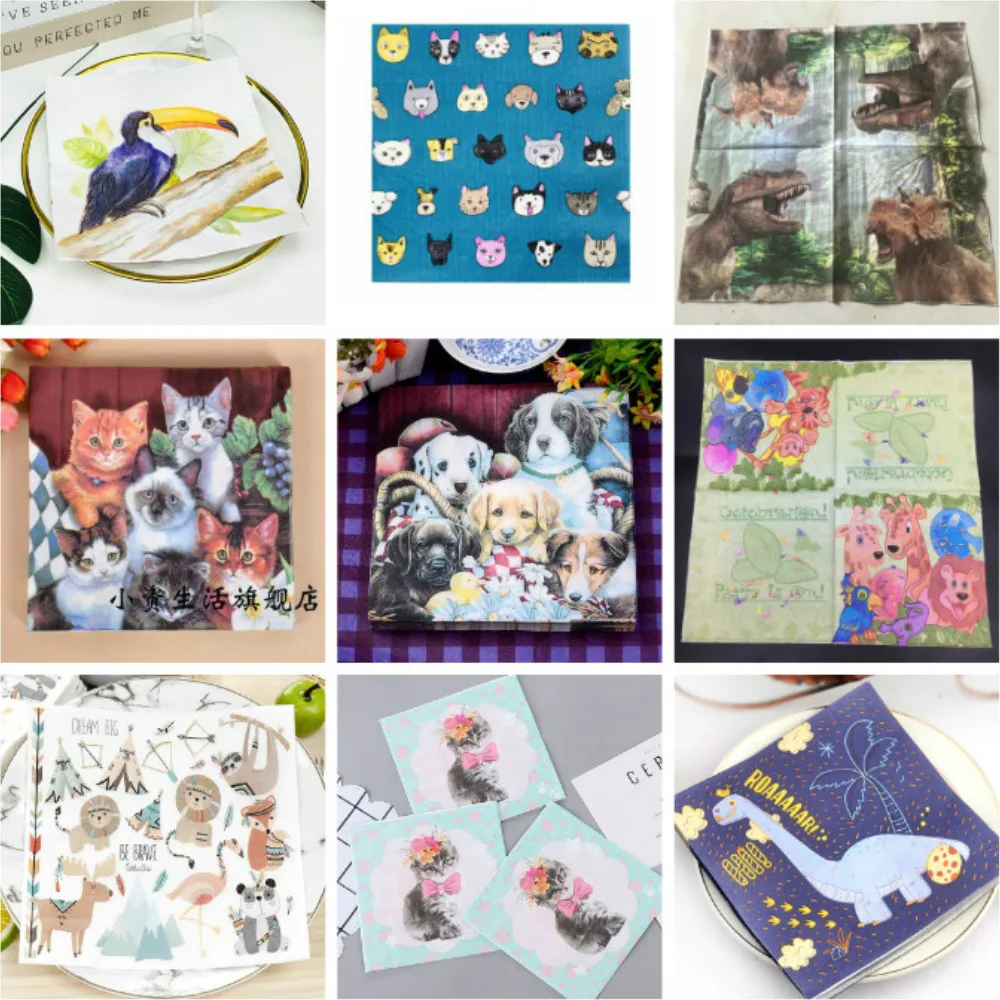 20 штук щенка собаки кота совы мягкое гигиеничное салфетка для декупажа бумага 100%