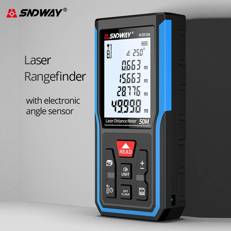 Sndway new launch laser distance meter electronic roulette laser rangefinder 50M 70M 100M 120M laser tape measure range finder