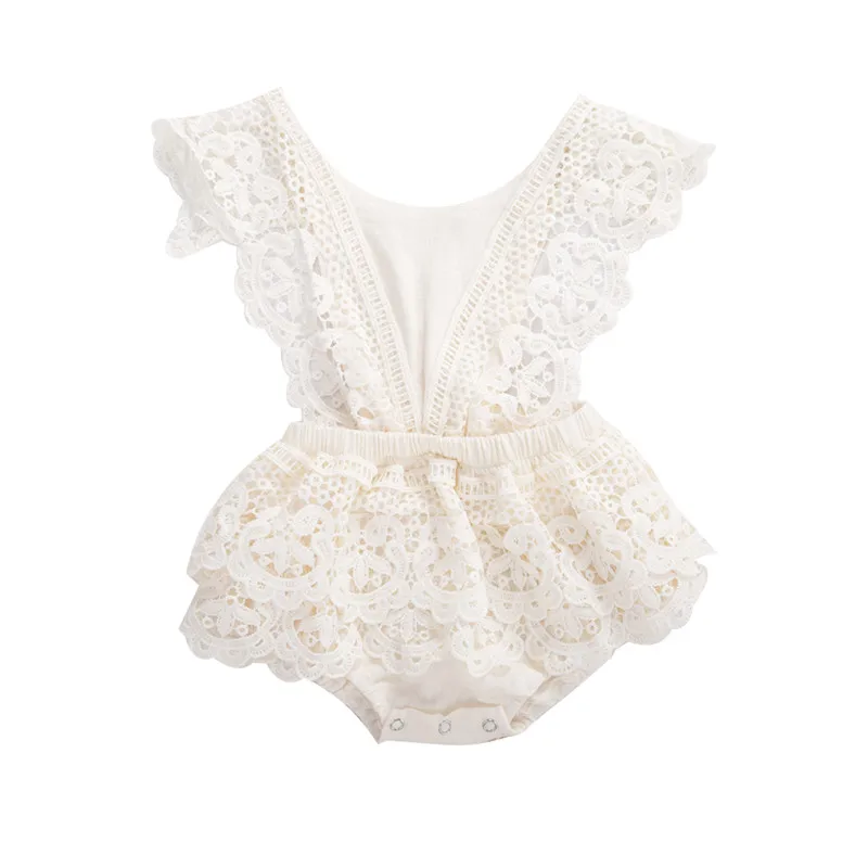Summer Toddler Newborn Kids Baby Girls Lace Hollow O-neck Romper Jumpsuit Infant Elegant Tutu Dress Outfits Clothes |