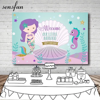 

Sensfun Girls Little Mermaid Backgrounds Under The Sea Mussel Bubble Girls Birthday Party Photography Backdrop For Photo Studio