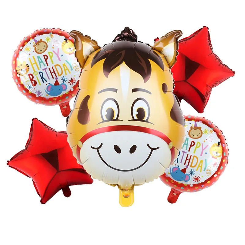 5 шт. животные из зооппарка воздушный шар для вечеринки на день рождения корова Лев Фольга вечерние шар Дети День рождения украшения