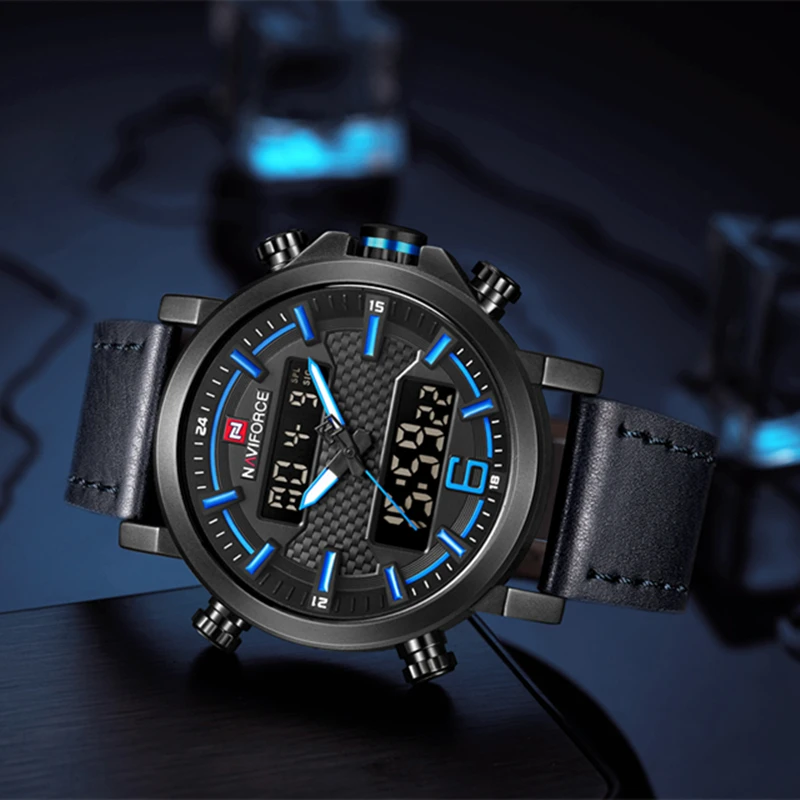 NAVIFORCE Топ люксовый бренд Мужские часы Мужские кожаные спортивные часы мужские кварцевые часы водонепроницаемые военные наручные часы Relogio Masculino