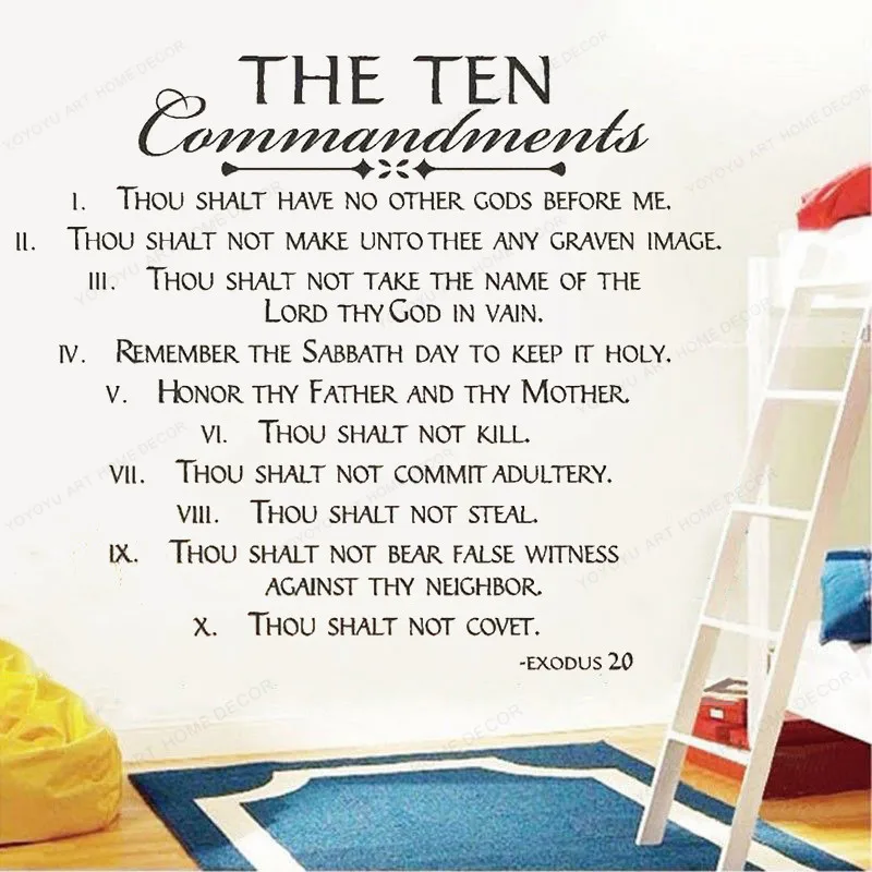 

The Ten Commandments Exodus Vinyl Wall Decal quote wall sticker home decor removable art mural JH61