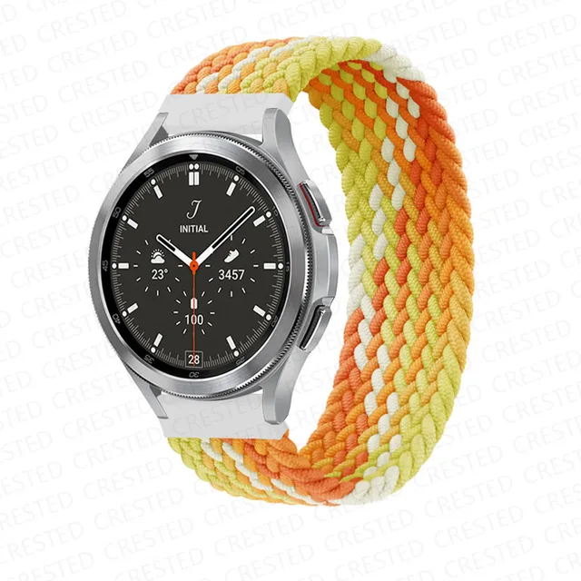 Braided Solo Loop band for Samsung Galaxy watch 4/classic/Active 2 Watchband 20mm 22mm Bracelet correa Amazfit GTS 2 mini strap Fragrant orange