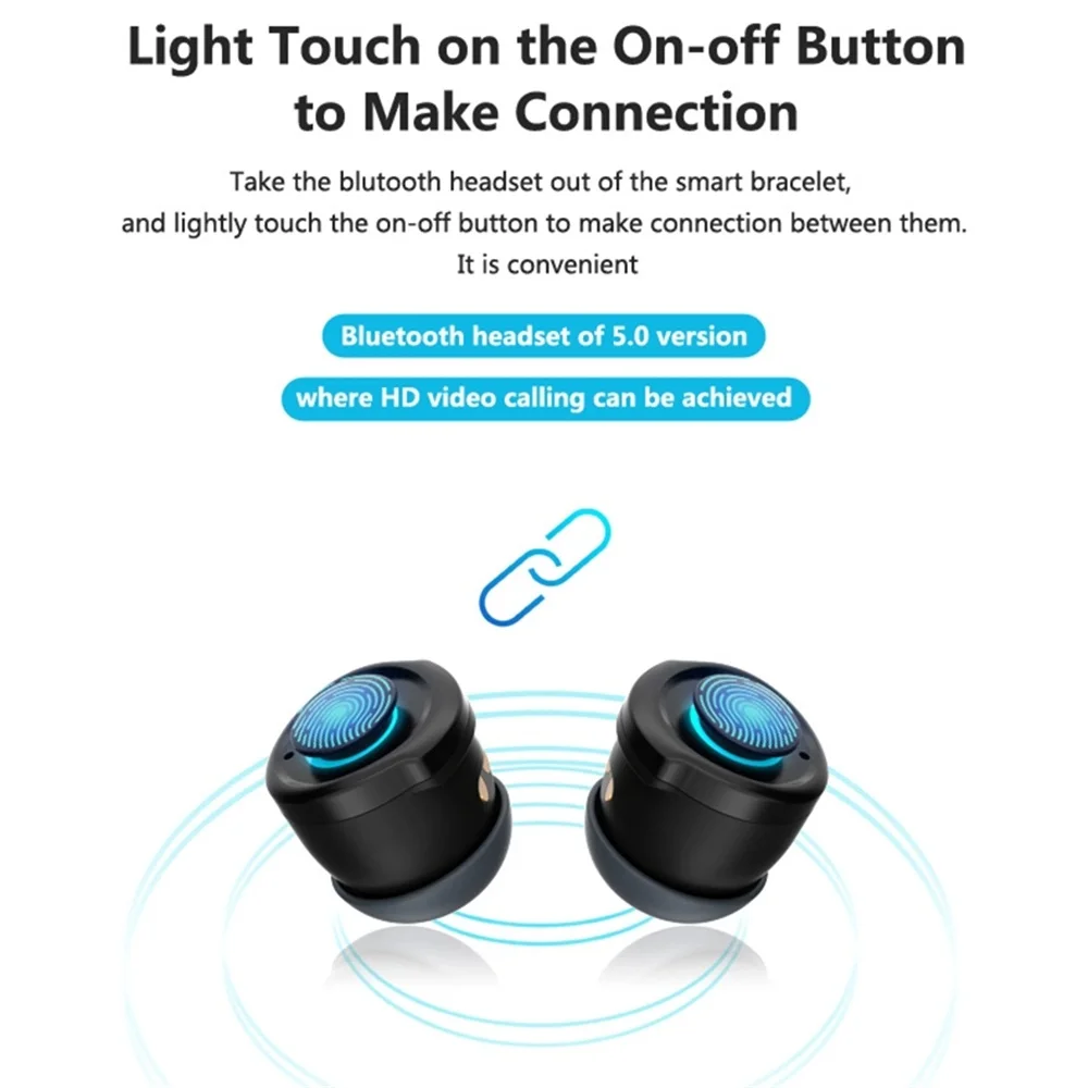 Умный браслет+ Bluetooth беспроводные наушники шагомер пульсометр фитнес-трекер Смарт-браслет Android ios Apple Phone