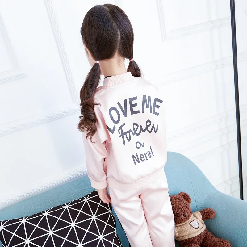 Новинка 2019 зимний модный костюм для девочек куртка + брюки 2 шт./компл. брендовый