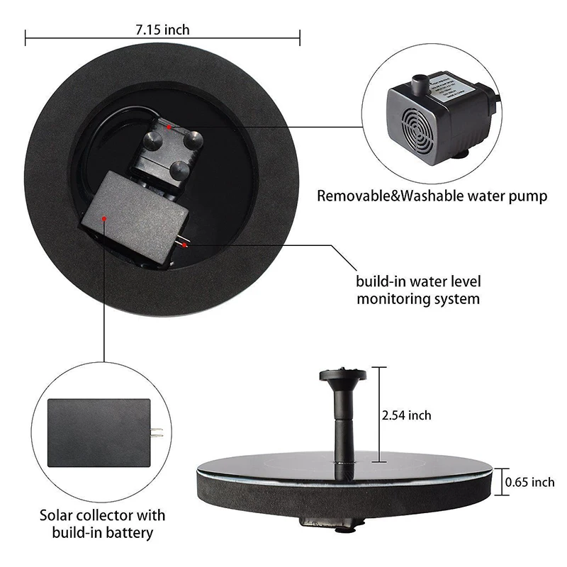 Плавающий Солнечный фонтан Пруд бассейн Водяной насос для птицы ванна бак сад