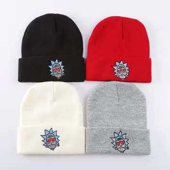 

Rick and Morty 4 Cosplay Hat Winter Knitted Rick and Morti Embroidery Cap Women Men Adult Knitting Beanies Cosplay Winter Hat