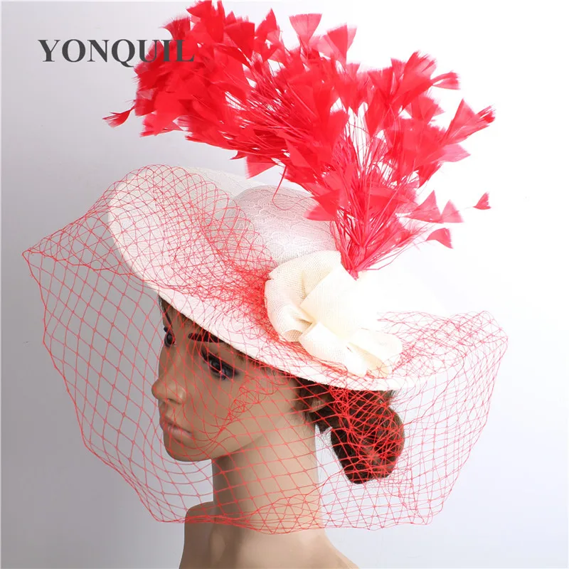Kenducky Ivory Mesh Fascinator Wedding Hats Bbridal Marry Headwear Elegant Ladies Women Chapeau Caps Party Race Headbands Mesh