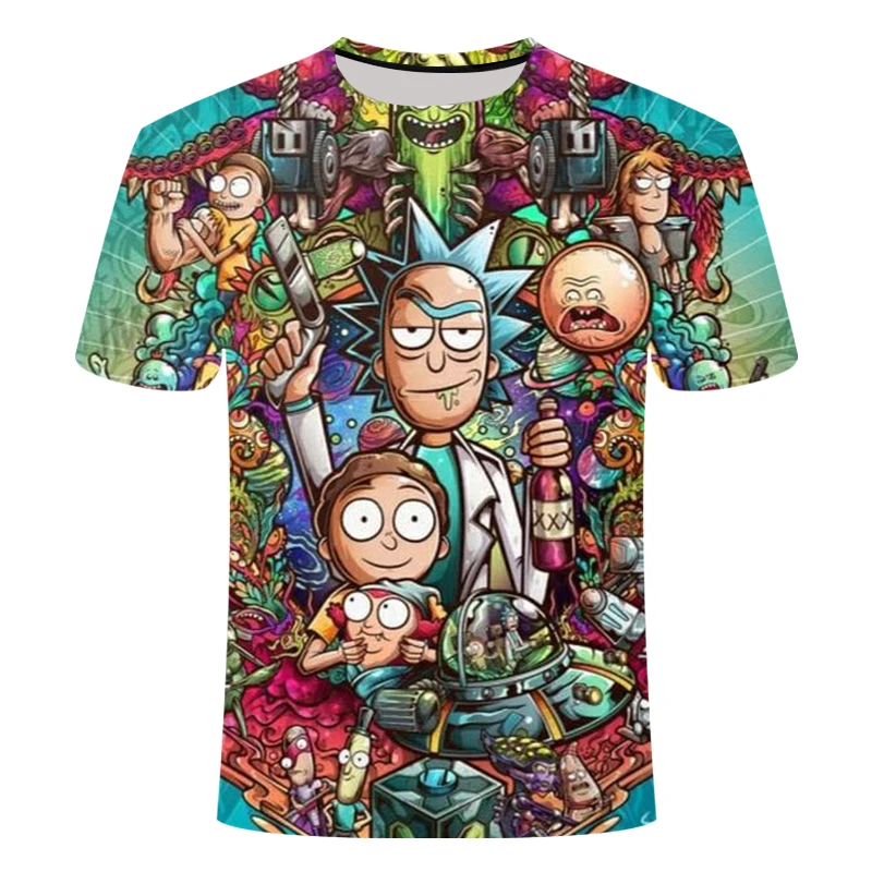 Rick and Morty By Jm2 Art 3D Футболка мужская футболка Летняя футболка аниме с короткими рукавами футболки с круглым вырезом Прямая поставка