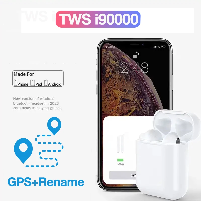 

Tws i90000 Bluetooth Earphone Wireless Headphones Air 2 For Phone True Wireless Stereo Mini Bass Earbuds With Microphone