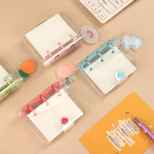 Mini livre à feuilles mobiles pour étudiant, anneau à clip, fournitures scolaires, transparent, créatif, beau, 3 anneaux