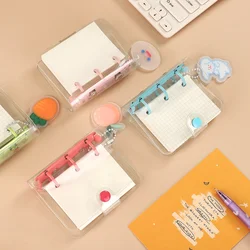Mini livre à feuilles mobiles pour étudiant, anneau à clip, fournitures scolaires, transparent, créatif, beau, 3 anneaux 