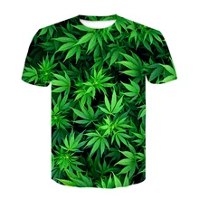 Summer New T-shirt Fashion Men's and Women's Harbin tshirt Green Weeds 3DPrinted Fashion Top Cool Green Leaf T-shirt weed skull