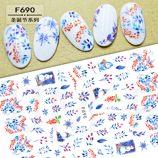 Christmas and Halloween Nail Art Sticker Bow Elk Snowflake Star Nail Slider Skull Lips Snake Nail Art Decal