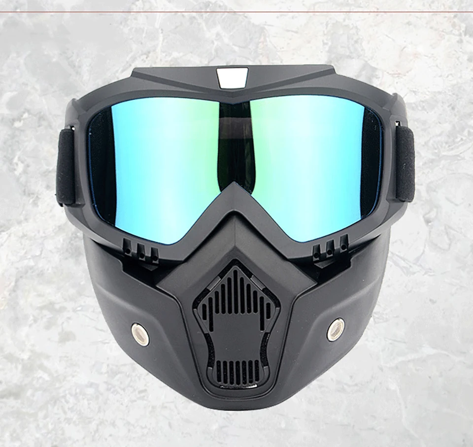 Горячие продажи модульная маска Съемные очки и рот фильтр идеально подходит для открытого лица мотоциклетный полушлем или винтажные шлемы маска