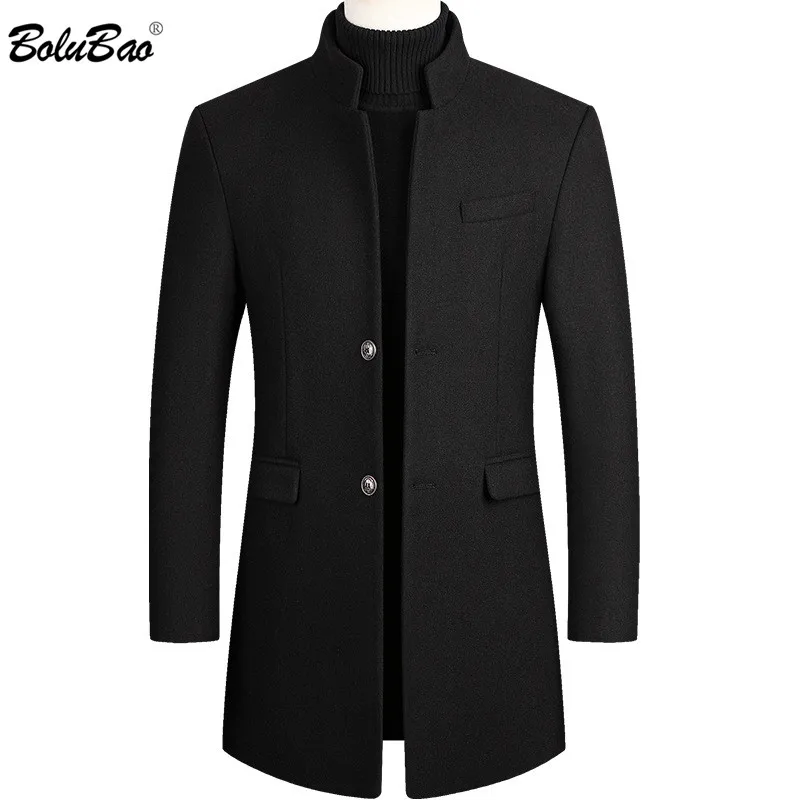 BOLUBAO Men Winter Wool Blends Coat Men's New Fashion Solid Color Simple Coat Male Comfortable Wool Blend Overcoat BOLUBAO Men Winter Wool Blends Coat Men's New Fashion Solid Color Simple Coat Male Comfortable Wool Blend Overcoat