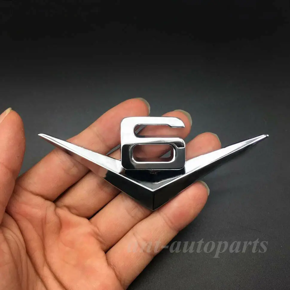 

Metal Chrome Auto Car V6 Vintage Logo Trunk Rear Emblems Badge Decal Sticker