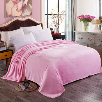 

New 2019 Pure Thickened Edge-wrapped Coral Fur Blanket Plain Flannel Yoga Cover blankets for beds Christmas gift