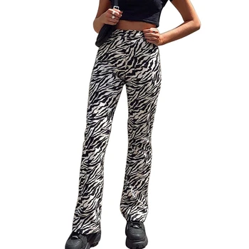 

Sexy Women High Waist Flare Wide Leg Chic Leopard Trousers Bell Bottom Print Flare Pants