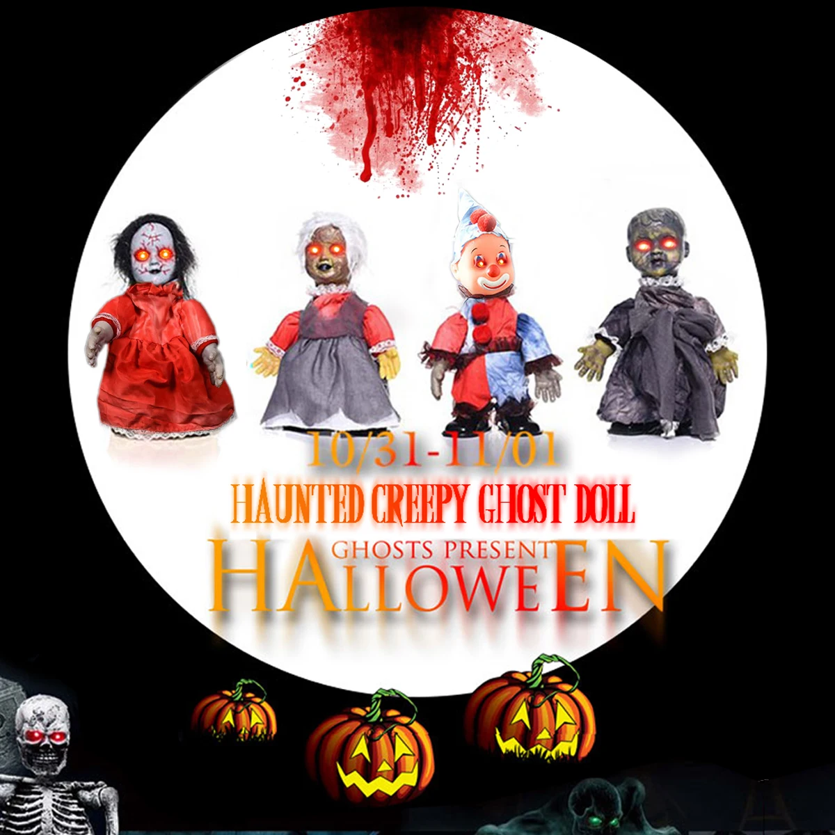 4 типа украшения на Хэллоуин страшный карнавальный костюм Зомби Плюшевые игрушки электрические ходячие мертвые призраки Ужасный Призрак куклы 34 см кукла