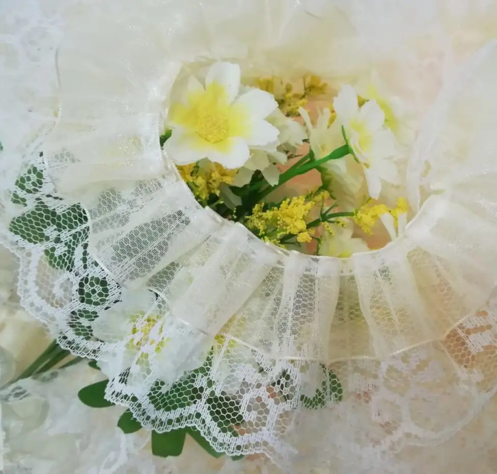 1M-Tulle-Lace-Trim-4-5cm-Flower-Laces-Ribbon-Dolls-Dress-Sewing-Accessories-White-Beige-Lace