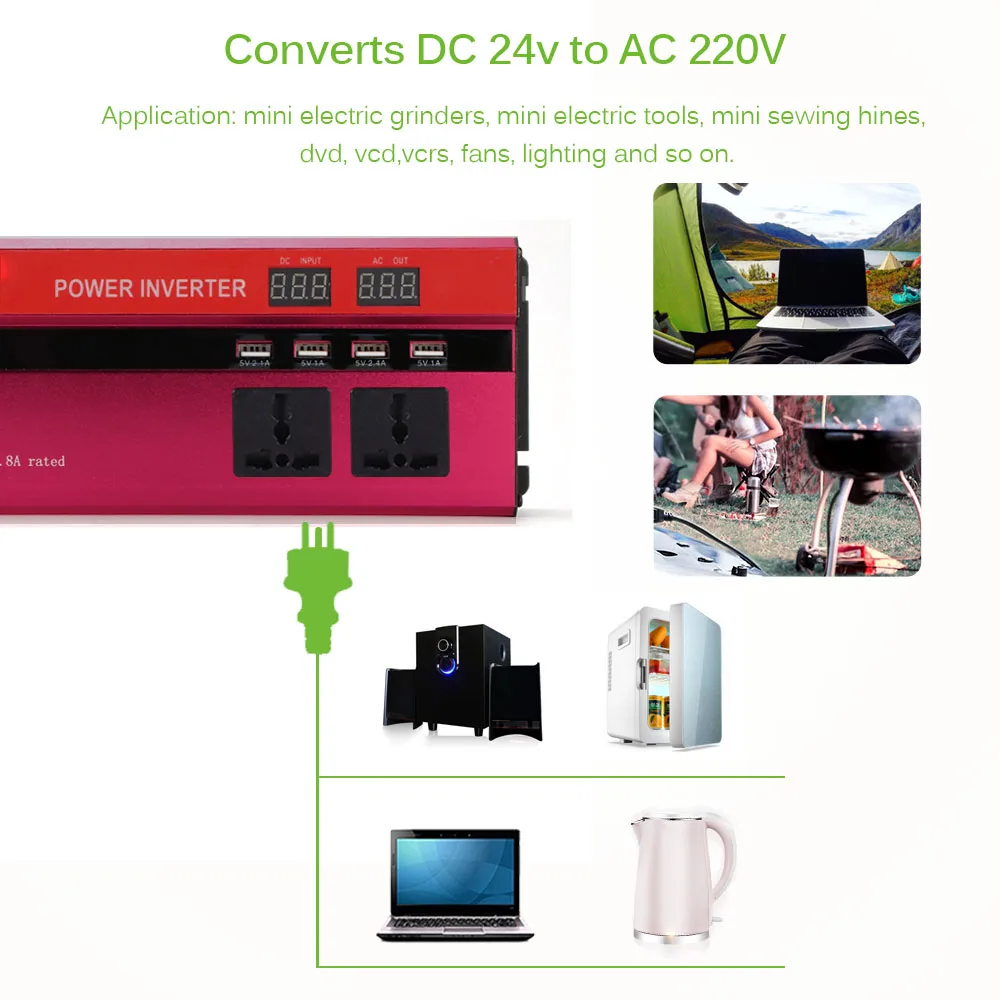 Onever 5000 Вт Солнечный автомобильный инвертор питания DC12/24 V к AC110/220 V синусоидальный преобразователь с цифровым дисплеем 4 USB интерфейса