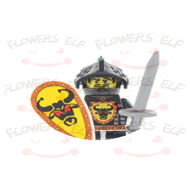 1PCS Blue Lion Red Green Dragon Knight Mini Two-person Villain Middle Age Assembling Building Blocks Children'sToy Medieval Knig 9807B