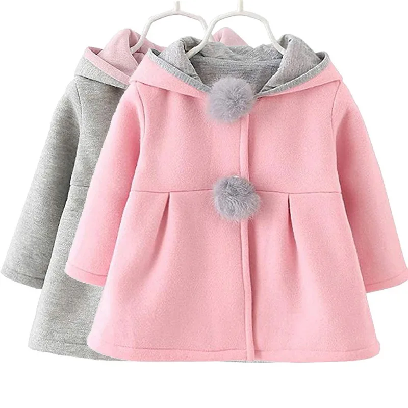 CYSINCOS/пальто для маленьких девочек; сезон зима-весна; пальто принцессы для маленьких девочек; куртка с капюшоном с заячьими ушками; Повседневная Верхняя одежда; одежда для маленьких девочек