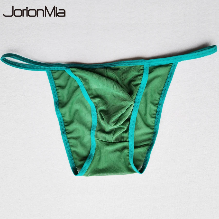 Ropa interior a la moda para hombre, Bikini Sexy de malla lisa con