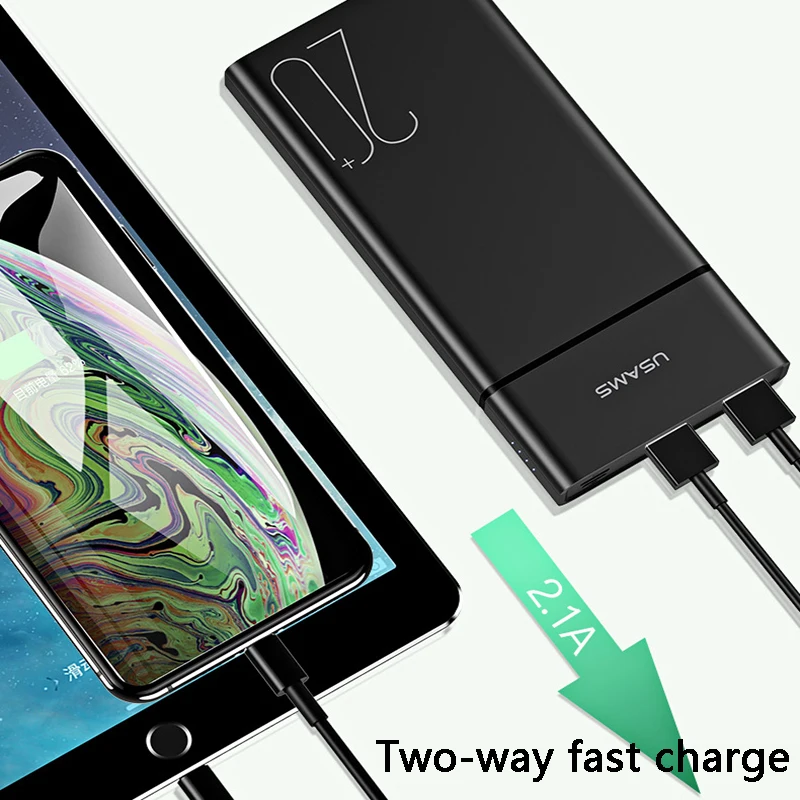 Новое поступление power Bank 20000 mAh 2.1A светодиодный индикатор быстрой зарядки с двойным интерфейсом USB портативный зарядный внешний аккумулятор
