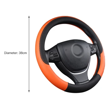 

38cm DIY Steering Wheel Cover Wear-resistant Soft PU + Suede Leather Car Steering-Wheel Braid With Needles Thread