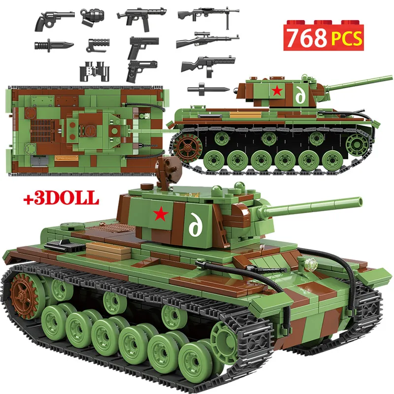 Военные российские советские KV1 тяжелые Танк строительные блоки город WW2 солдат